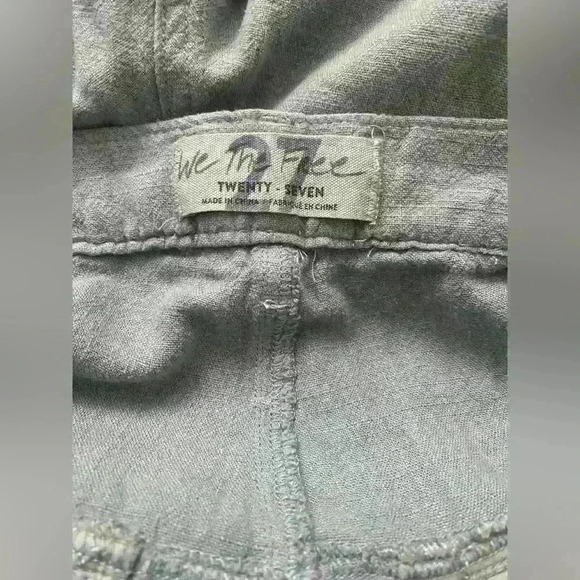 We The Free Linen Blend High Rise Pants Women size 27 Pleated Front Blue - Picture 3 of 4